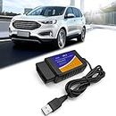 OBDII USB V1.5 Scanner OBD2 Adapter Diagnostic Cable for Multi-Brands CAN-Bus for Windows Car Fault Scanner OBDII Computer Tester Diagnostic Coding Tool with Manual 9-16V for Car and Light Truck