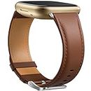 GEAK Leather Band for Fitbit Versa 3 / Fitbit Sense/Fitbit Sense 2 / Fitbit Versa 4 Bands Women Men, Elegant Replacement Wristband for Fitbit Versa 3 4 / Fitbit Sense 2 / Sense Smartwatch, Brown