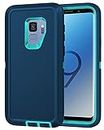I-HONVA for Galaxy S9 Case Shockproof Dust/Drop Proof 3-Layer Full Body Protection [Without Screen Protector] Rugged Heavy Duty Durable Cover Case for Samsung Galaxy S9, Turquoise