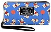 Disney Wallet Wristlet Mickey Minnie Mouse Winnie Pooh Zip Clutch Faux Leather, Winnie the Pooh Blue, Clutch Wallet