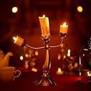 WVLUL Beauty and The Beast Lumiere Candelabra Lights, 12.6 inch/32 cm Beauty and The Beast Illuminated Statue for Wedding Reception, Christmas Party, Home Decoration, Gold LED Lights