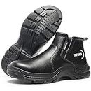 Safety Shoes for Mens Work Safety Boots Mens Steel Toe Boots Mens Safety Shoes Mens Steel Toe Shoes for Men Leather Anti-Puncture Slip Breathable Resistant Construction Work Boots Black