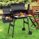 2 Burners 45'' Barbecue Charcoal Grill BBQ Stove Patio w/ Offset Smoker Wheels