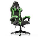 bigzzia Ergonomic Gaming Chair - Gamer Chairs with Lumbar Cushion + Headrest, Height-Adjustable Office & Computer Chair for Adults, Girls, Boys (Without footrest, Green)