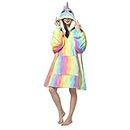 Costume Bay Oversized Wearable Blanket Hooded Fleece Hoodie Comfy Giant Warm Sweatshirt Ultra Plush/Large Front Pocket/Women Or Men (Rainbow with Feature, ONE)