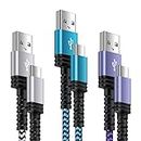 S23 USB Type C Cable Fast Charging Android Phone C Charger Cord [3 Pack,6ft] for Samsung Galaxy S23 Ultra/S23+/S22/S21/S20,Z Flip4/Fold 4,S24/S24 Ultra/A13/A73,Power Car Cable for Moto,Google Pixel 7a