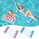 Premium Swimming Pool Float Hammock 2 Pack, Multi-Purpose Inflatable Hammock (Saddle, Lounge Chair, Hammock, Drifter) for Pool Toys, Beach Floaties Adult - 220lb Weight Capacity - 49.6" x 27.5"