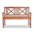 Outvita Outdoor Wooden Garden Bench, 2-Person Acacia Wood Loveseat with Armrests & Backrest, 600lbs Capacity, Patio Park Bench for Backyard Deck, Front Porch Bench