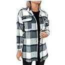 Offers, Coupons And Sale - Deals Womens Casual Wool Blend Plaid Flannel Shackets Jacket Button Down Plaid Shirts Fall Clothes Cardigan Outfits