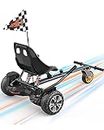 Gyroor Accesorio de fijación para asiento de aeropatín Go Kart, compatible con scooters de equilibrio automático, rotación de 360°, marco ajustable, ruedas de goma todoterreno mejoradas