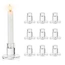 NUPTIO Glass Candlestick Candle Holders - 10pcs Clear Candle Stick Holder Set for Taper Pillar Tealight Candles Wedding Centrepieces for Table Christmas Dinner Party Decoration