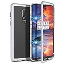 WOW IMAGINE " MagCase Ultra Slim Metal Frame Shockproof Auto-fit Full Protection Magnetic Bumper Case with Back Tempered Glass Compatible for 1+6 Oneplus 6 One Plus 6 - Sterling White