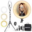 Ring Light 18 Inch 42W LED Ringlight Kit with Tripod Stand with Phone Holder Adjustable Color Temperature Circle MUA Lighting for iPhone Camera for for Vlog, Makeup, YouTube, Video Shooting, Selfie