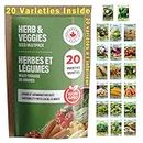 THUNDERBAY 20 Packs Sachets Vegetable & Herb Varieties Heirloom Seeds Packets Over 4000 +Seeds 100% Non-GMO. Grown N Produced in USA. Sachets de graines potagères.