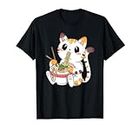Lindo Kawaii Gato Ramen Fideos Anime Divertido Estética Japonesa Camiseta