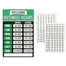 Business Hours Sign,Opening Hour Sign Kit,Changeable Store Hours Sign,Hours of Operation Signs for Business,Open Sign with Hours,Ideal Signs for Any Business,Store or Office（Green,8”x 12”-PVC ）