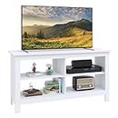 Panana TV Stand, Entertainment Center 4 Cubby Television Stands Cabinet Media Sideboard with 4 Open Shelves Farmhouse TV Media Console Table for TVs up to 50 Inches (43 Inches White)