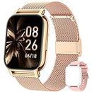Popglory Smart Watch for Women Men Answer/Make Calls, 1.85" Smartwatch 2 Straps & Split Screen, 100+ Sports Fitness Watch with Blood Pressure/Oxygen/Heart Rate Monitor for iOS and Android
