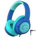 iClever Kids Headphones, Wired Headphones for Kids 85dBA Safe Volume Limit, Stereo Sound Foldable Adjustable Over Ear, 3.5mm Jack Boys Girls Childrens Headphones for School/Travel/Tablet/PC, Blue