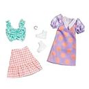 Barbie Fashions 2-Pack, 2 Outfits & 2 Accessories: Polka Dot Blouse & Gingham Skirt, Polka Dot Dress with Collar, Bracelet & Boots, Kids 3 to 8 Years Old