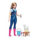 Barbie Métiers 65ème Anniversaire Vétérinaire de Campagne Coffret Contenant Une poupée vétérinaire Blonde et 10 Accessoires Dont Un Agneau avec Oreilles Mobiles, HRG42