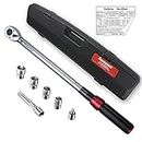 FOURROBBER Torque Wrench Set 1/2-inch Drive Click Bicycle Torque Wrench Dual-Direction Adjustable 90-Tooth Torque Wrench with Buckle 20-220Nm,Accuracy ± 3%