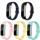 NAHAI Bands Compatible with Fitbit Alta HR/Fitbit Alta for Women Men, 5 Packs Soft Silicone Replacement Sport Strap Wristbands Accessories for Fitbit Alta, Large, Black/Pink/Teal/Yellow/Blue
