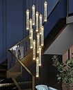 dolria 12-Lights Chandelier LED Dimmable Chandeliers for Entryway Flush Mount Ceiling Pendant Light Fixture Crystal Chandeliers for Living Room Gold Finished Lighting Modern High Ceiling Chandelier