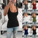 Women Summer Stretch Tank Tops Sleeveless Vest Sports Fitness Long Singlet Solid