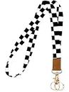 NUGGHU Lanyards for Keys, Durable Keychain Long Lanyard for Women Men, Cute Neck Lanyard for ID Badges Holder, Wallets, key Black and White Checkerboard