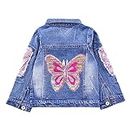 Peacolate 3-10Years Little Big Girls Embroider Butterfly Denim Jacket(pink butterfly,7-8Years)