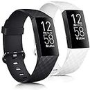 Tobfit Bands Compatible with Fitbit Charge 3 Bands / Fitbit Charge 4 Bands, Classic Sport Accessory Replacement Watch Strap Wristband for Fitbit Charge 3 Special Edition & Fitbit Charge 3 & Fitbit Charge 4 Women Men Large & Small (020, Black, White, Small)