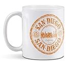 1 x 11oz (284ml) White Ceramic Mug Cup - San Diego USA California Design for Coffee Tea Drinks Kitchen Birthday Office Fun #5965