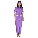 SARAF Nurse Uniform/Scrub Suit, Poly Cotton Twill - Ideal for Nurse Uniforms for Women | Clinic Uniforms for Women | Hospital Uniforms for Nurses | Hospital Uniform,Purple and White