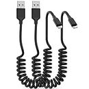 Coiled Lightning Cable, 2 Pack Retractable iPhone Charger Cord for Car [MFi Certified] Short Apple CarPlay Cable Compatible with iPhone14/13/12/11 Pro Max/XS MAX/XR/XS/X/8/7/Plus/6S iPad/iPod