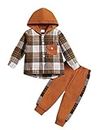 Qiraoxy Kleinkind Baby Jungen Kleidung Langarm Plaid Kapuzenpullover Top + Sweatpants Outfit 2pcs Kinder Sweatshirt Trainingsanzug Outfits Sets