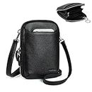 befen Leather Crossbody Cell Phone Purse for Women, Women's Small Zip Around Crossbody Wallet Bags - Fit iPhone 14 Pro, Black, Small