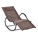 Outsunny Zero Gravity Rocking Lounge Chair, Patio Rocker w/Removable Pillow, Recliner Seat for Indoor & Outdoor, Breathable Texteline, Brown