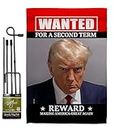 Trump Flag Trump Mugshot Gifts Wanted for A Second Term Reward Poster Making America Again 2024 Flag Set with Stand Pole Home Garden Decor Wall RoomTapestry Outdoor Never Surrender Sign, Made in USA
