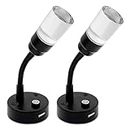 Dream lighting RV Reading Lights with USB 12V LED Bedside Book Lamps for Interior Automotive RV Trailer, Cool White Light, Black-Plated, Pack of 2