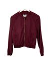 American Eagle Womens Soft Shell Bomber Jacket Red Burgundy Zip Through Size S