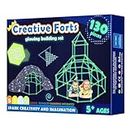 130 Pcs Fort Building Kit for Kids - Glow in the Dark, Kids Construction Toys for Age 5-10, DIY Den Building Kit for Boys & Girls, STEM Building Toys - Creative Fort, Play Tent Outdoor