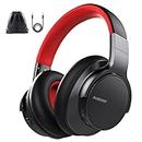 AUSDOM Bluetooth Noise Cancelling Headphones: E7 Wireless Over Ear ANC Headphones with Microphone, 50H Playtime, Hi-Fi Stereo Sound, Comfortable Earpads for Travel Work Adults, Black Red