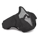 GES Foldable Tactical Half Face Mask Outdoor Mask Protective Mesh Riding Breathable Mask for Airsoft Paintball CS with Adjustable Belt Strap (Black)