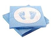 20 Napkins Baby Feet Footprint Light Blue Christening Birth Boy Baby Shower