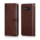WOW IMAGINE Shock Proof Flip Cover Back Case Cover for Samsung Galaxy S8 Plus + (Flexible | Leather Finish | Card Pockets Wallet & Stand | Chestnut Brown)