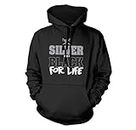 FreshRags Silver and Black for Life Oakland Thug Life Fan Hoodie LG Black