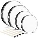 4 Pcs Kids Hand Drum Adults Wood Frame Drum Set with Drum Stick 12 Inch 10 Inch 8 Inch 6 Inch Percussion Musical Instruments for School Kids Adults Beginners Home Party Supplies (Black)