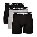 Champion Men's Underwear Boxer Briefs Pack, Moisture-Wicking, Performance Stretch Cotton, Trunks and Long Leg, Multipack, Black/Black/Oxford Grey Heather, Medium