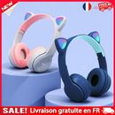 Wireless Headphones Cat Ear Over-Ear Headsets Glow Light Cute for Kids and Adult